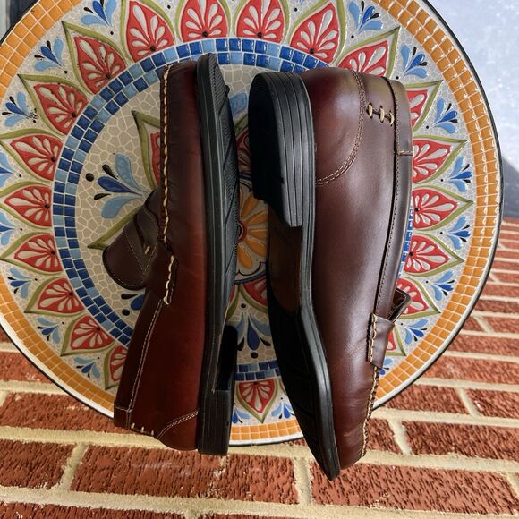 Vintage French Shriner Ronan Mens 10M Burgundy Penny Loafers Handcrafted main image 6